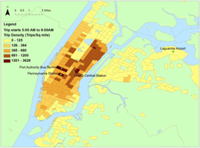 Density map #1 compiled from taxi GPS data.