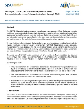 The Impact of the COVID-19 Recovery on California Transportation Revenue: A Scenario Analysis through 2040
