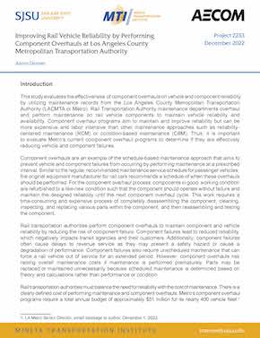 Improving Rail Vehicle Reliability by Performing Component Overhauls at Los Angeles County Metropolitan Transportation Authority