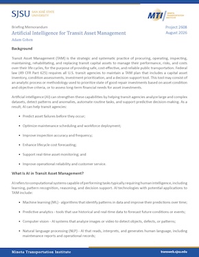 Artificial Intelligence for Transit Asset Management
