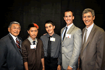 Norman Y. Mineta with students at Garrett Morgan competition.